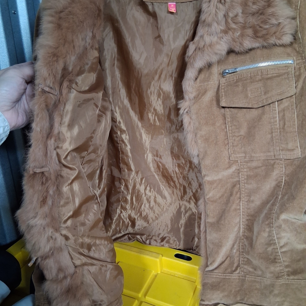 Brown Rabbit Fur Utility Jacket Xl - Picture 4 of 8